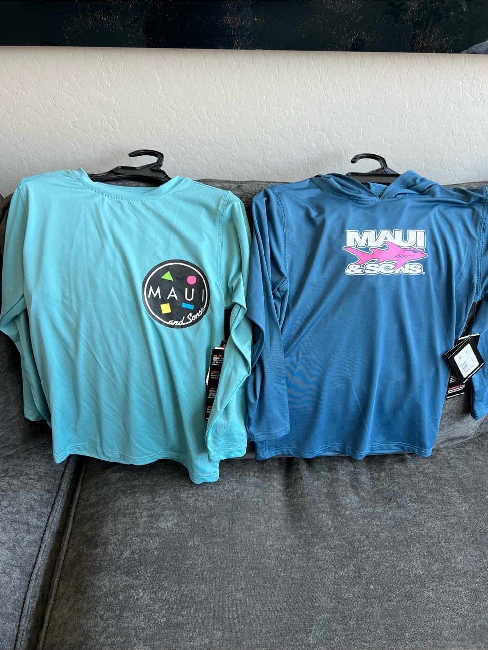 MAUI & SONS Long Sleeve Swim Shirts - Teal & Navy NWT size 4/5 $20